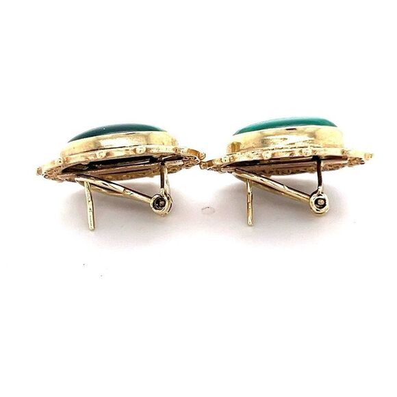 Gorgeous 14K Gold Malachite Clip Earrings - Picture 4 of 8
